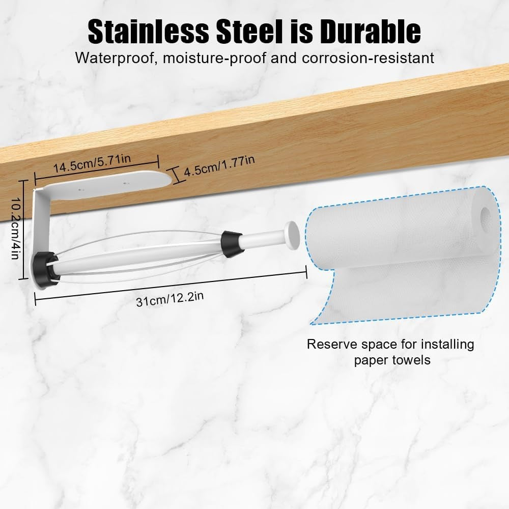 HiFan One-Handed Tearable Paper Towel Holder Wall Mount Adhesive White