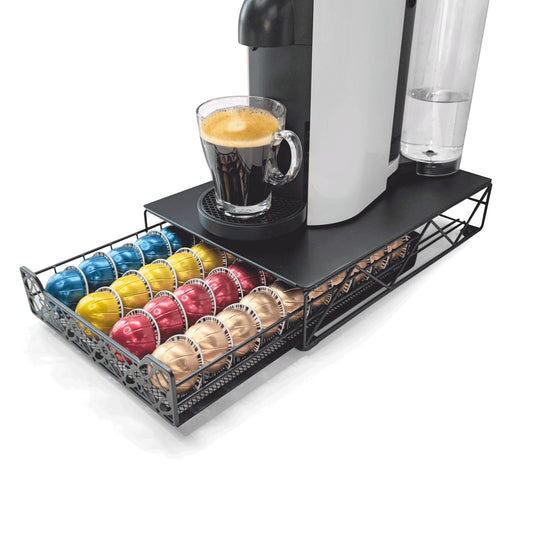 RECAPS Coffee Pod Holder Drawer Organizer for 40 Pods in Black