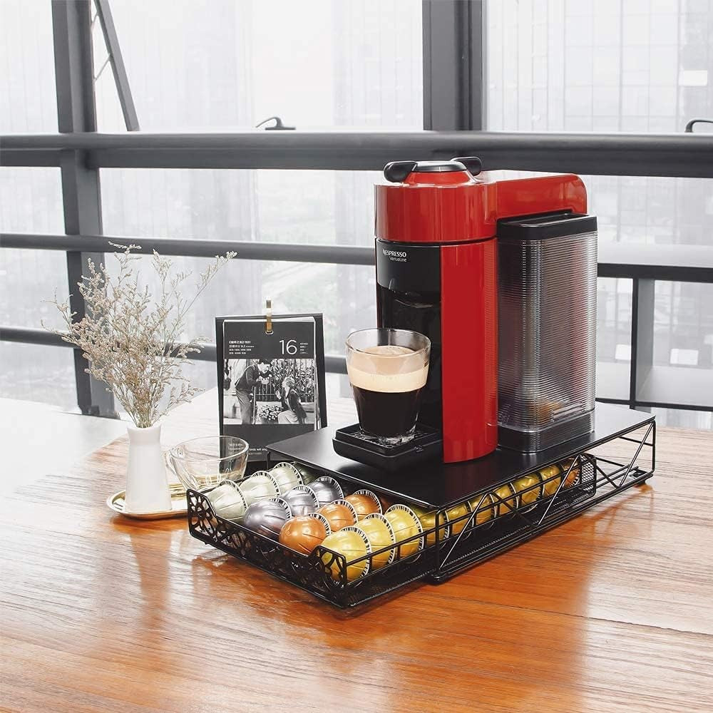 RECAPS Coffee Pod Holder Drawer Organizer for 40 Pods in Black