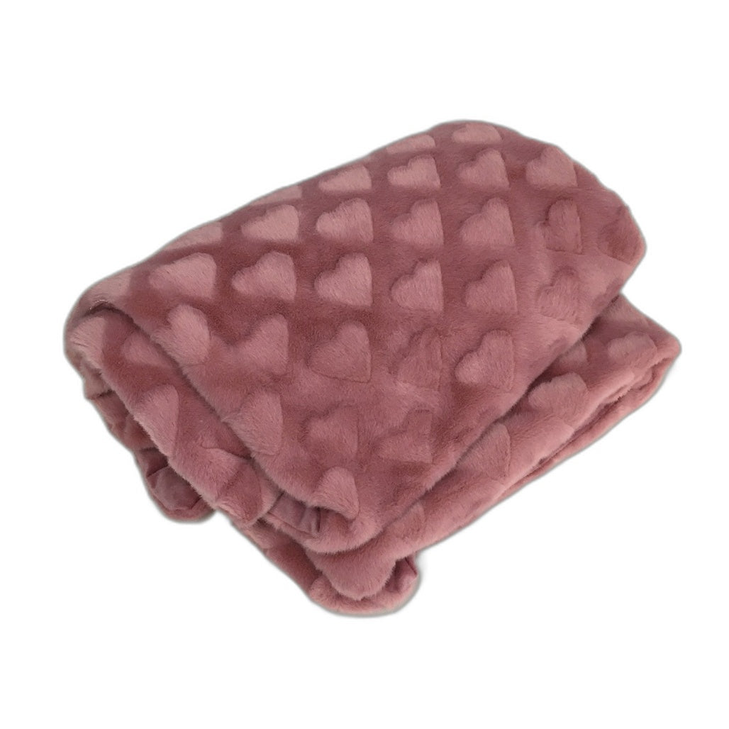 Target Nessa Pink Hearts Faux Fur Throw Rug Couch Bed Blanket 130 x150cm NEW