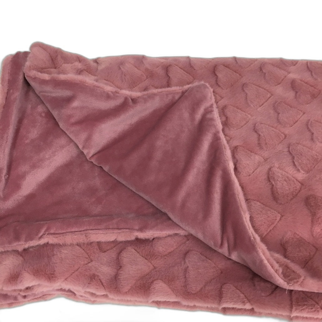 Target Nessa Pink Hearts Faux Fur Throw Rug Couch Bed Blanket 130 x150cm NEW