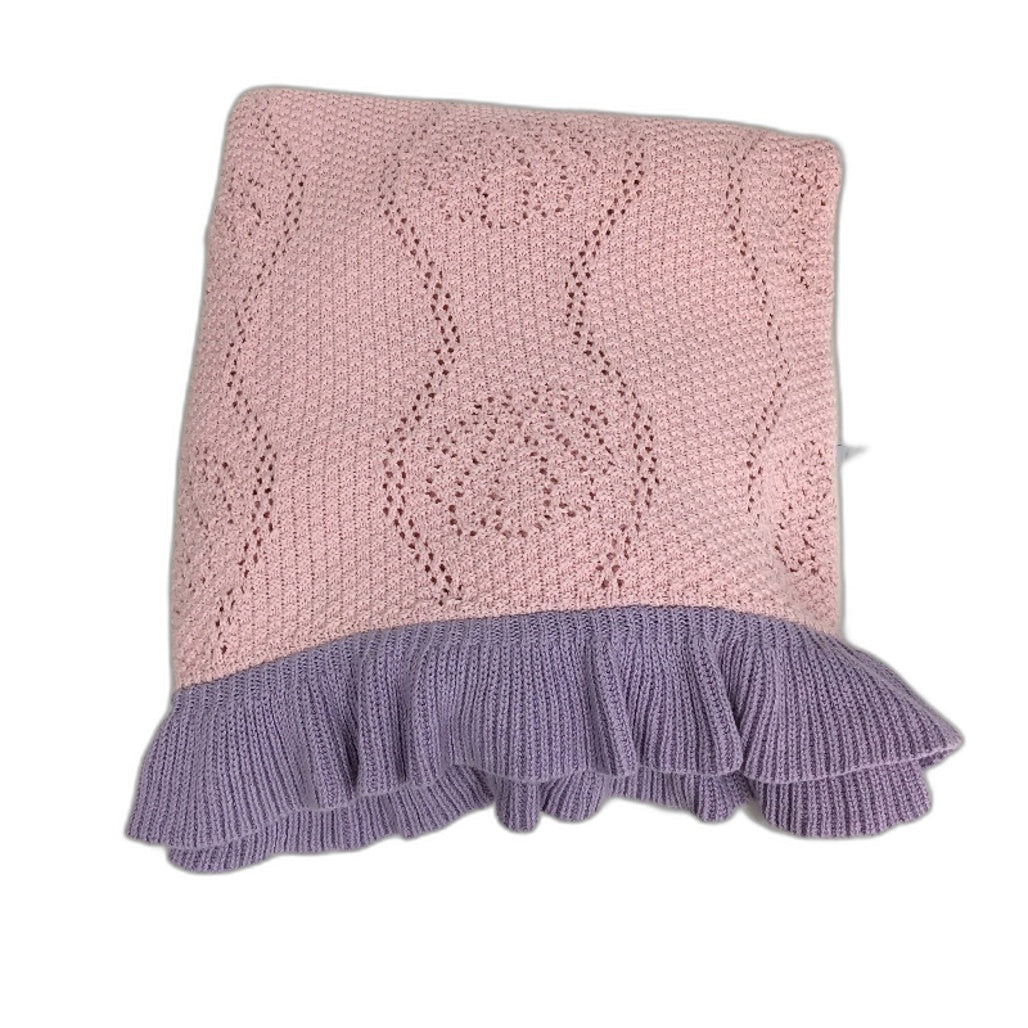 Kids Bedroom Pink Molly Knitted Throw Blanket & Large Pig Stuffed Toy Set NEW