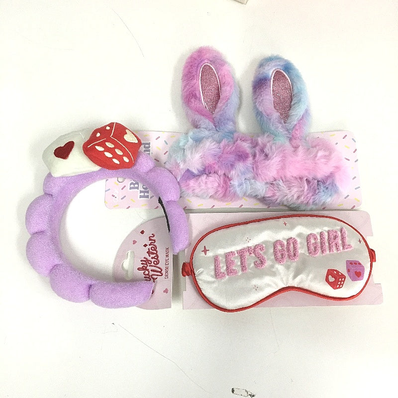 Travel Beauty Case Pink Themed Ladies 10 Piece Pamper Pack Incl Bath Pillow NEW