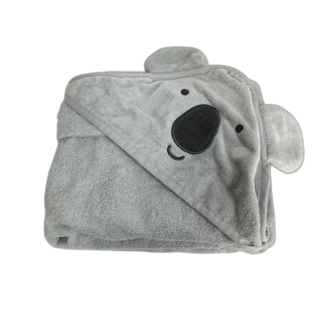 KIDS 100% Cotton Grey Australian Koala Soft Hooded Wrap Towel & Stuffed Toy NEW