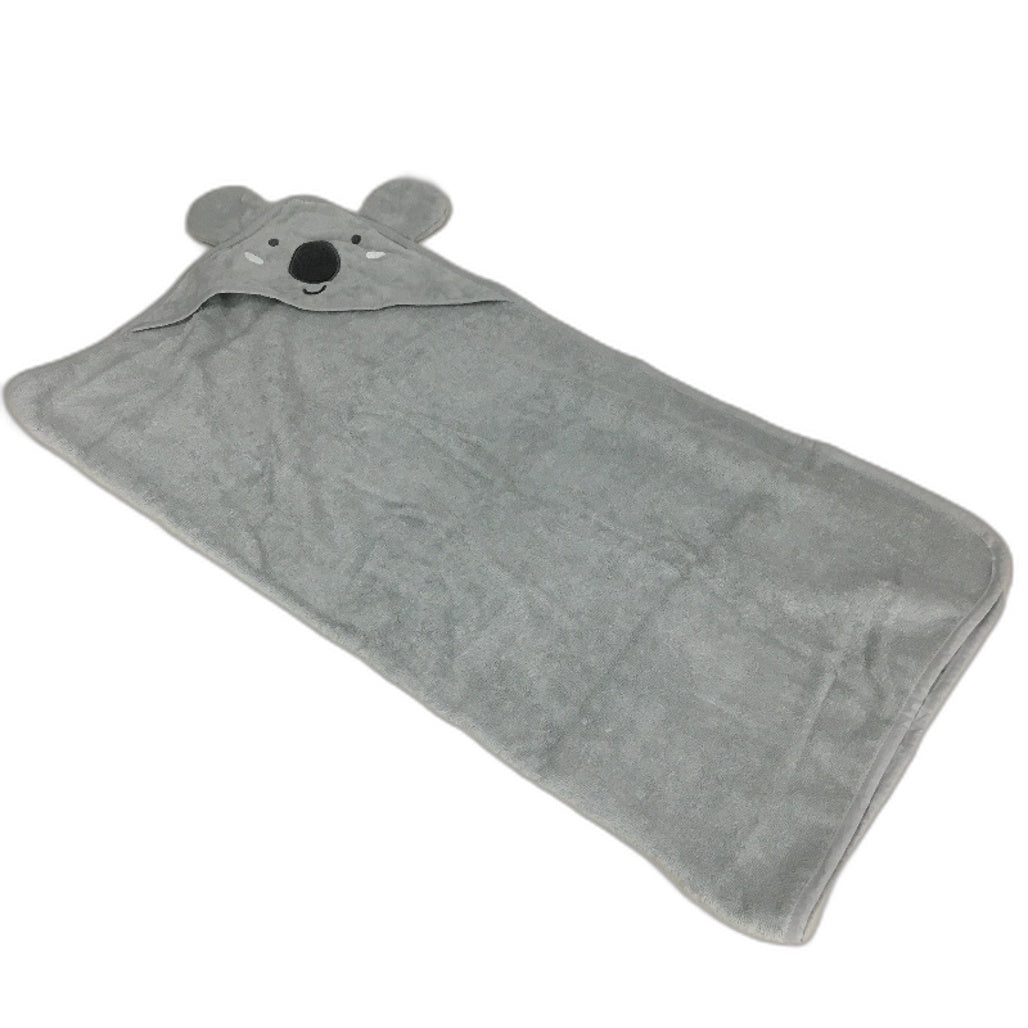KIDS 100% Cotton Grey Australian Koala Soft Hooded Wrap Towel & Stuffed Toy NEW