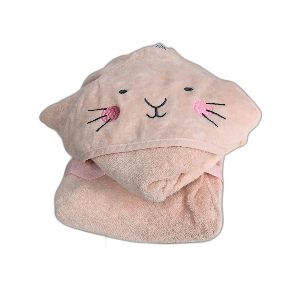 Kids By Kirkton House 2 Pack 100% Cotton Pink Rabbit Soft Hooded Wrap Towels NEW