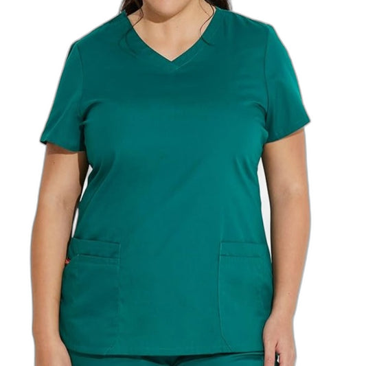 Dickies Women's EDS Signature V-Neck Top Multiple Patch Pockets Size L NEW