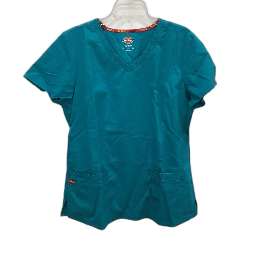 Dickies Women's EDS Signature V-Neck Top Multiple Patch Pockets Size L NEW