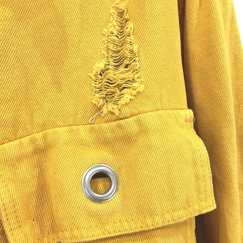 Bershka Mustard Yellow 100% Cotton Raw Hem Denim Jacket Ladies Size XS
