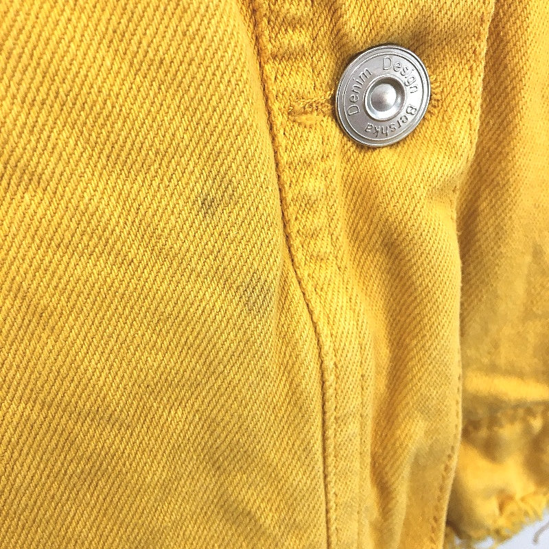 Bershka Mustard Yellow 100% Cotton Raw Hem Denim Jacket Ladies Size XS