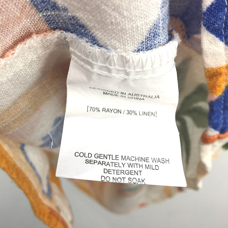 Linen Lux Multicoloured Linen Blend Sleeveless Long Swing Top Ladies Size 12