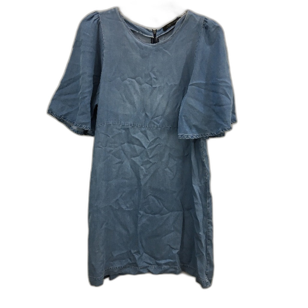 Zara Woman Mid Blue Light Tencil Denim Short Sleeve Dress Ladies Size Small