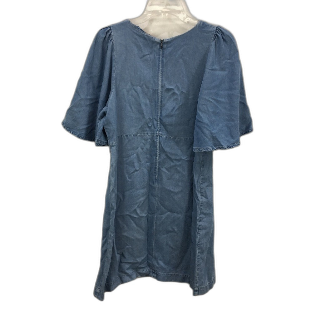 Zara Woman Mid Blue Light Tencil Denim Short Sleeve Dress Ladies Size Small