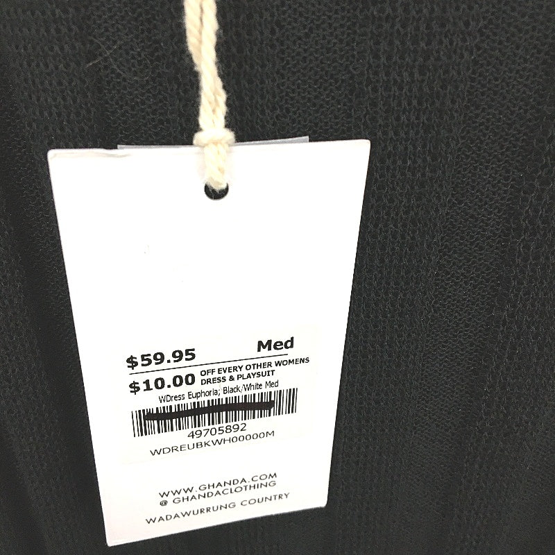 Ghanda Black White Trim Euphoria Knit Fabric Slim Fit Dress Ladies Size M NEW