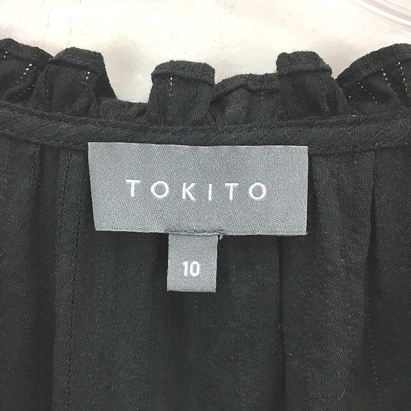 Tokito Black Lightweight Detailed Shoulders Short Sleeve Blouse Size 10 NEW