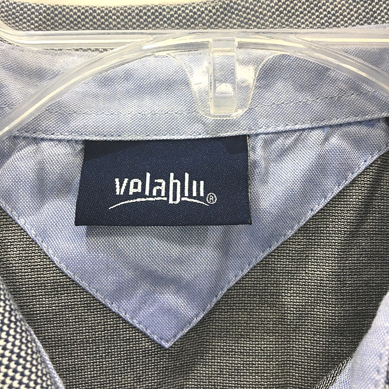 Vela Blu Maglificio 100% Cotton Lightweight Navy Microcheck Polo Shirt Mens L