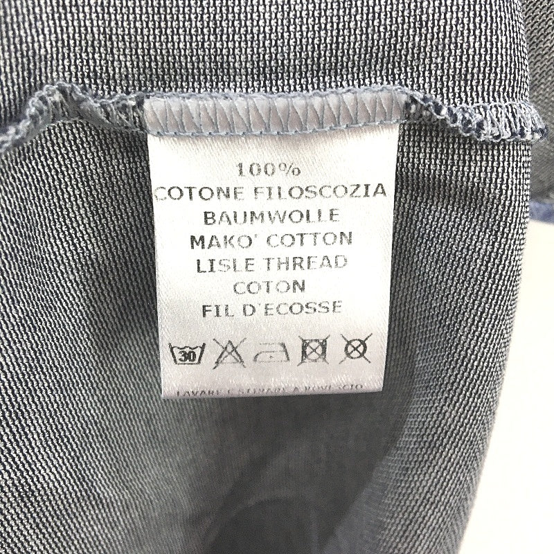 Vela Blu Maglificio 100% Cotton Lightweight Navy Microcheck Polo Shirt Mens L