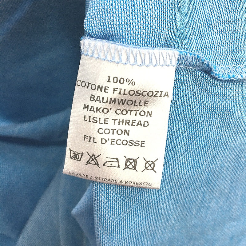 Vela Blu Maglificio 100% Cotton Lightweight Blue Microcheck Polo Shirt Mens L