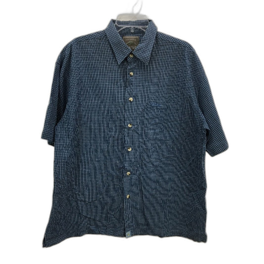 Pacific Trail 100% Cotton Blue Check Short Sleeve Button Up Shirt Mens Large