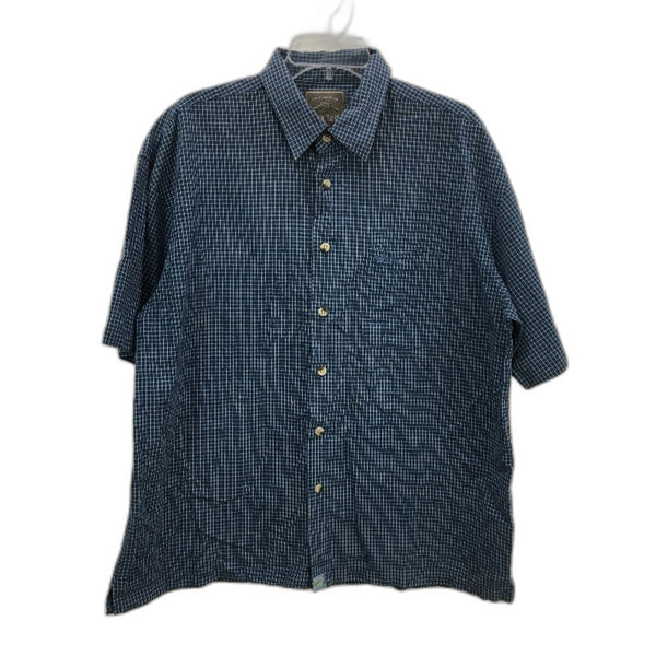 Pacific Trail 100% Cotton Blue Check Short Sleeve Button Up Shirt Mens Large