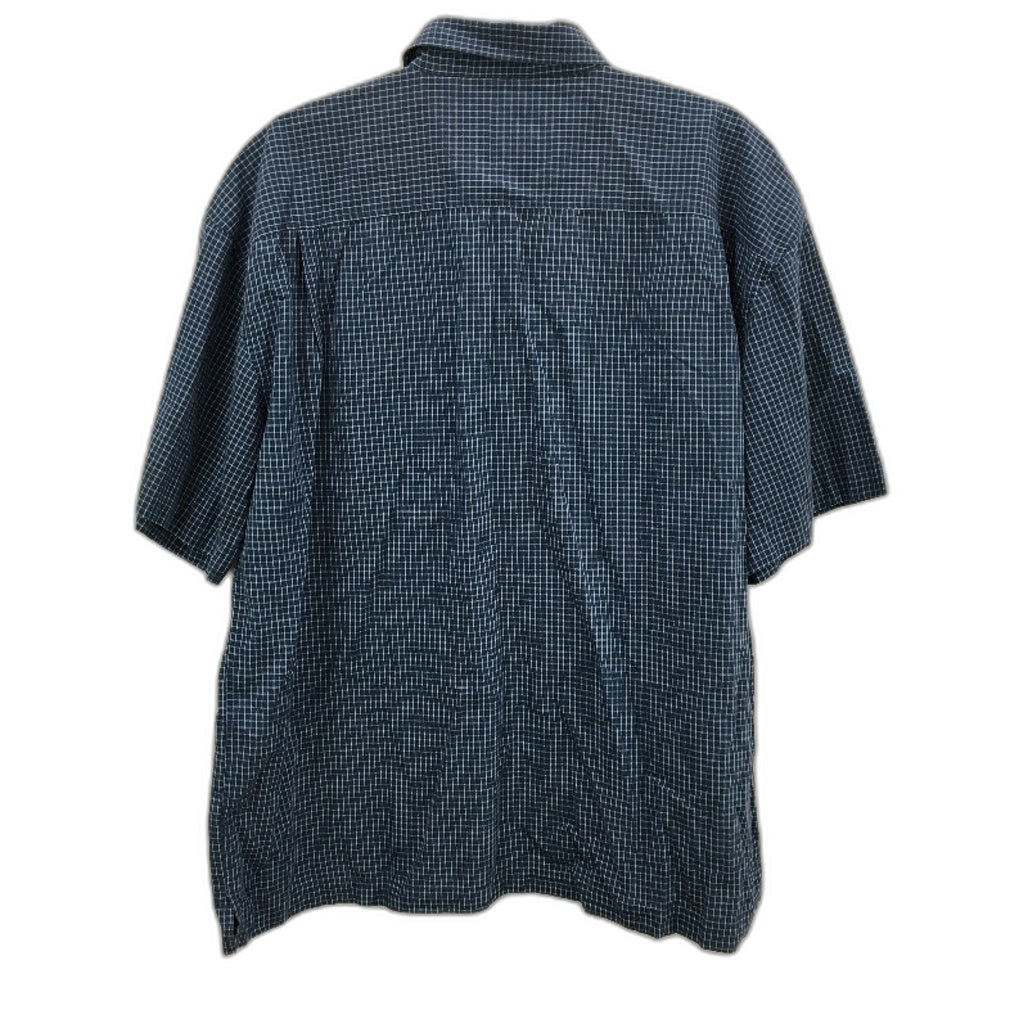 Pacific Trail 100% Cotton Blue Check Short Sleeve Button Up Shirt Mens Large