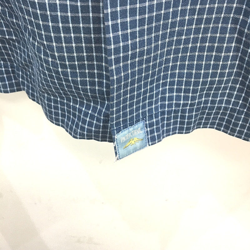 Pacific Trail 100% Cotton Blue Check Short Sleeve Button Up Shirt Mens Large