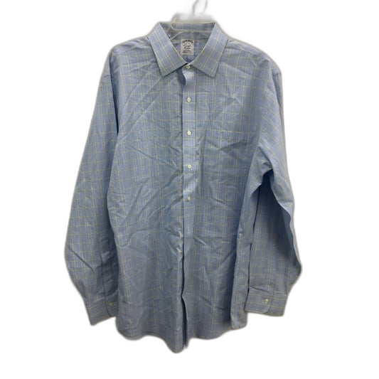 Brooks Brothers 100% Cotton Blue Check Long Sleeve Button Up Shirt Mens 17-35