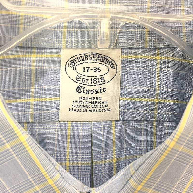 Brooks Brothers 100% Cotton Blue Check Long Sleeve Button Up Shirt Mens 17-35
