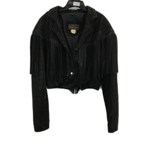 VINTAGE Siricco Black Fringed Real Suede Leather Cropped Jacket Ladies Size M