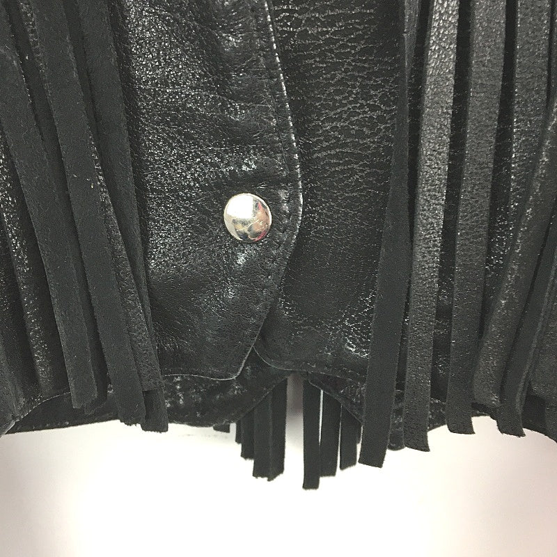 VINTAGE Siricco Black Fringed Real Suede Leather Cropped Jacket Ladies Size M