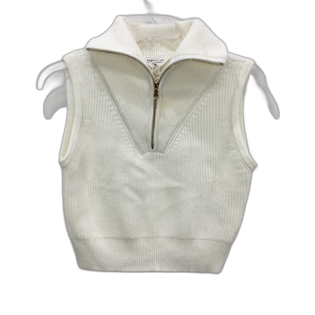 Subtitled White Nahla Gold Quarter Zip Sift Knit Vest Ladies Size Small NEW