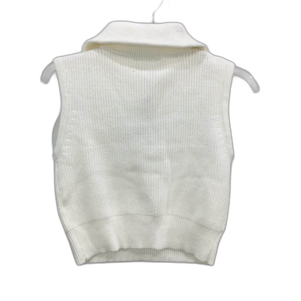 Subtitled White Nahla Gold Quarter Zip Sift Knit Vest Ladies Size Small NEW
