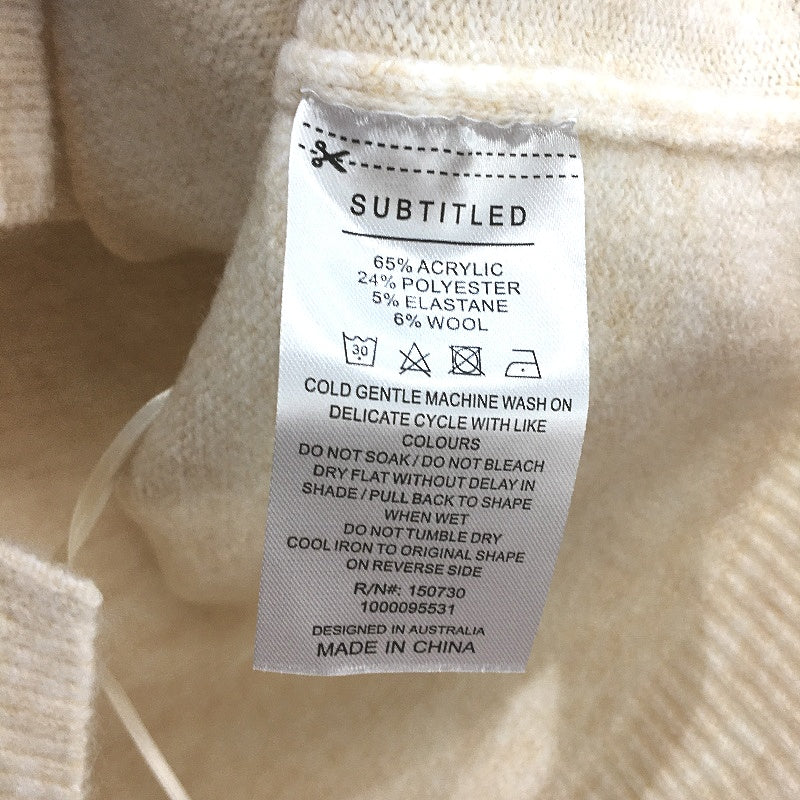 Subtitled Off White Oat Avari Knit Lounge Polo Jumper Ladies Size Large NEW