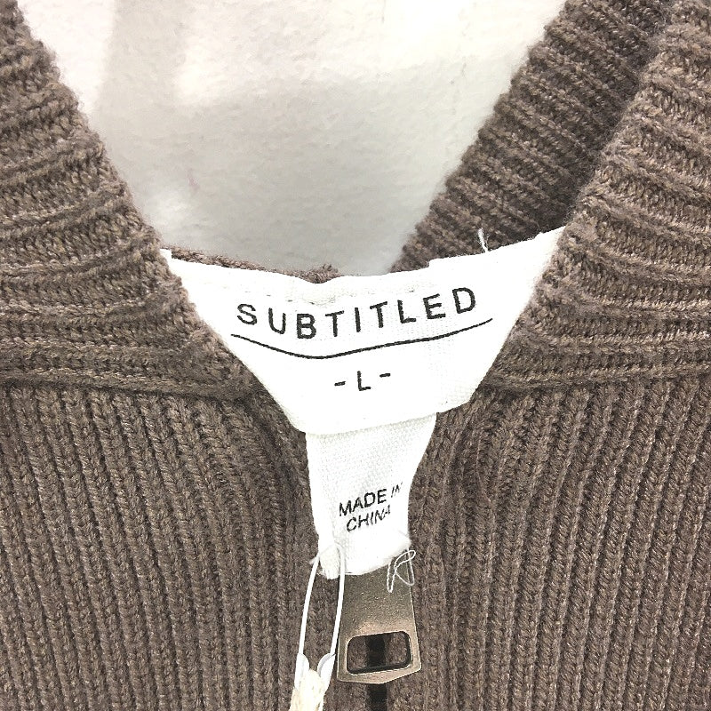 Subtitled Slate Brown Maylee Knit Zip Through Hood Crop Jumper Ladies Large NEW