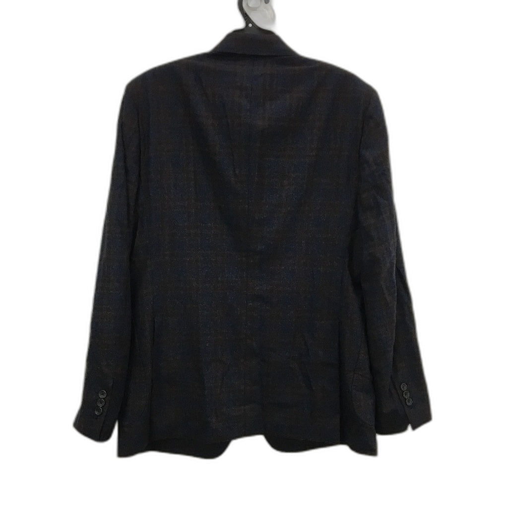 Thomas Pink Navy Brown Check Single Breast Wool Cashmere Jacket Mens Size 42 NEW
