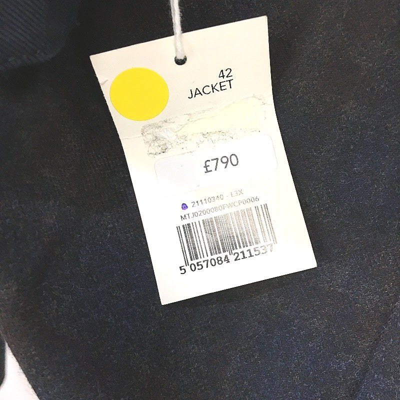 Thomas Pink Navy Brown Check Single Breast Wool Cashmere Jacket Mens Size 42 NEW