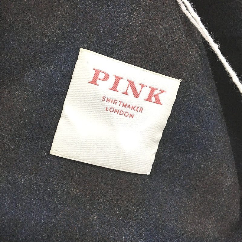 Thomas Pink Navy Brown Check Single Breast Wool Cashmere Jacket Mens Size 42 NEW