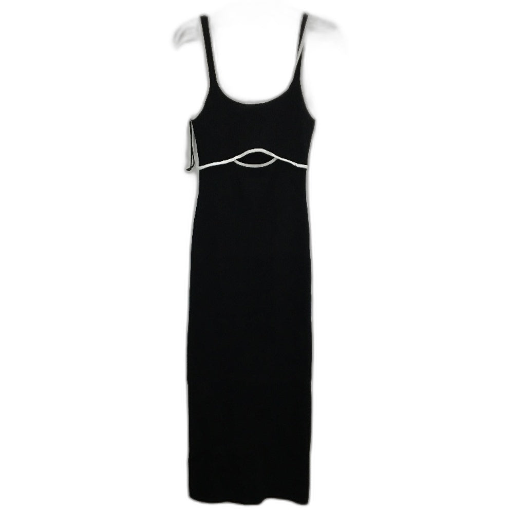 Glassons Black Ribbed Sleeveless Cut Out Waist Knit Long Dress Womens Size S NEW