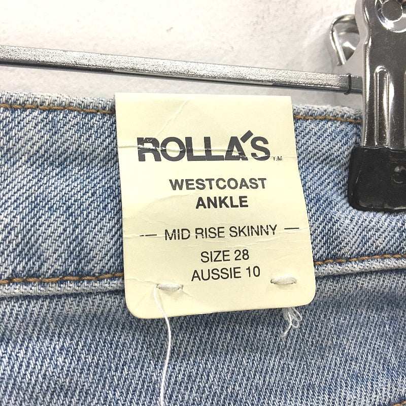 Rollas Westcoast Ankle Mid Rise Skinny Denim Blue Jeans Ladies 28 AUS 10 NEW