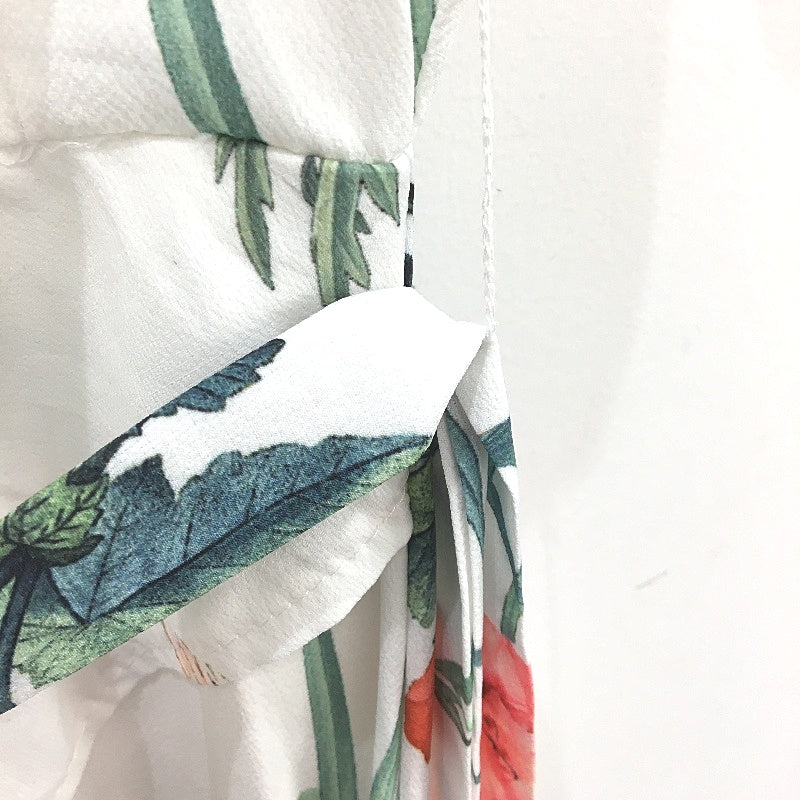 Morning Mist White & Multicoloured Bird & Floral Print Dress Womens Size 12 NEW