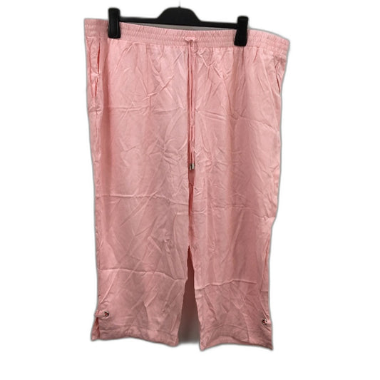 Rockmans Candy Pink Crop Below Knee Eyelet Hem Pants Ladies Size 20 NEW