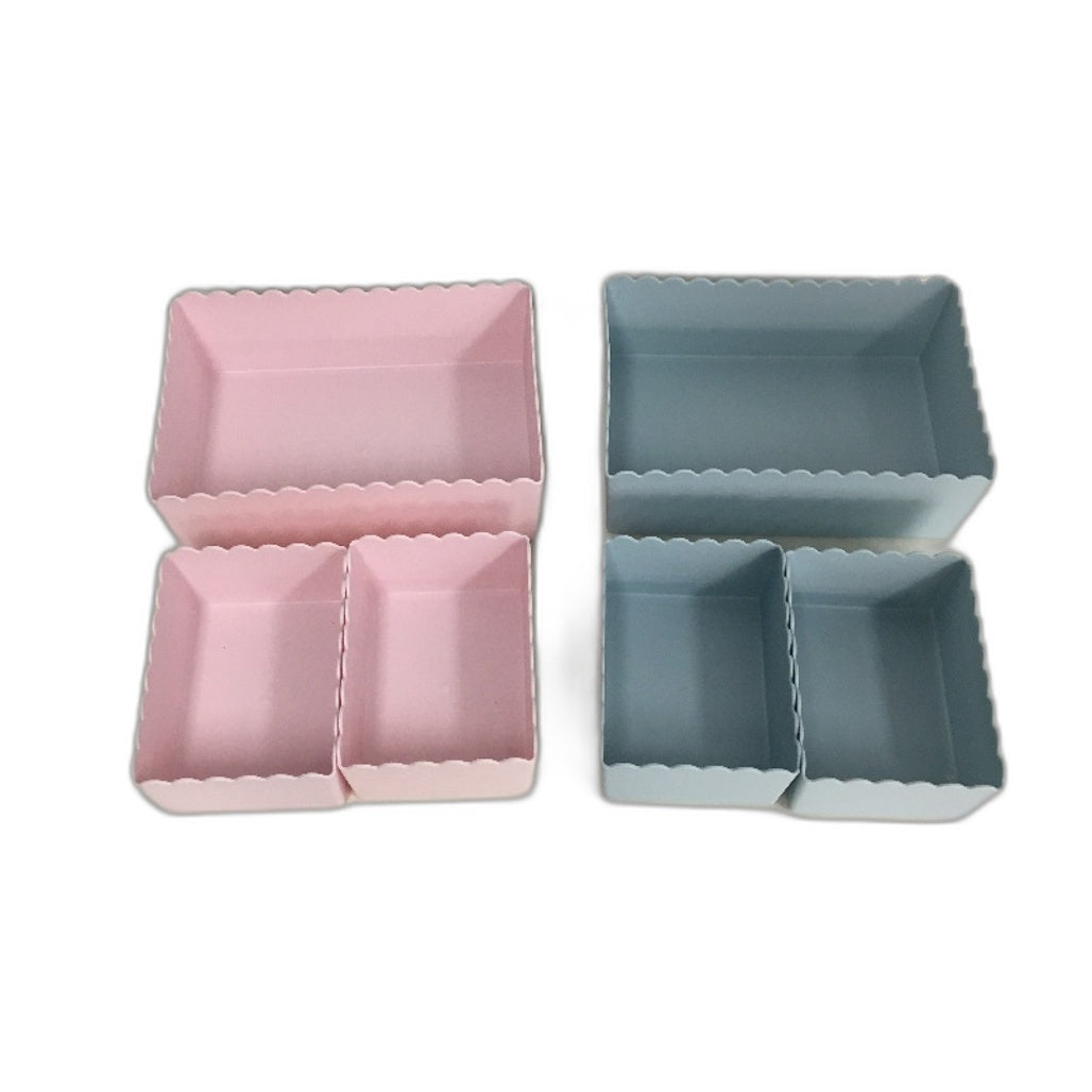 Pink & Blue 4 Bathroom Bedroom Canisters & 6 Piece Plastic Caddy Tray Set NEW