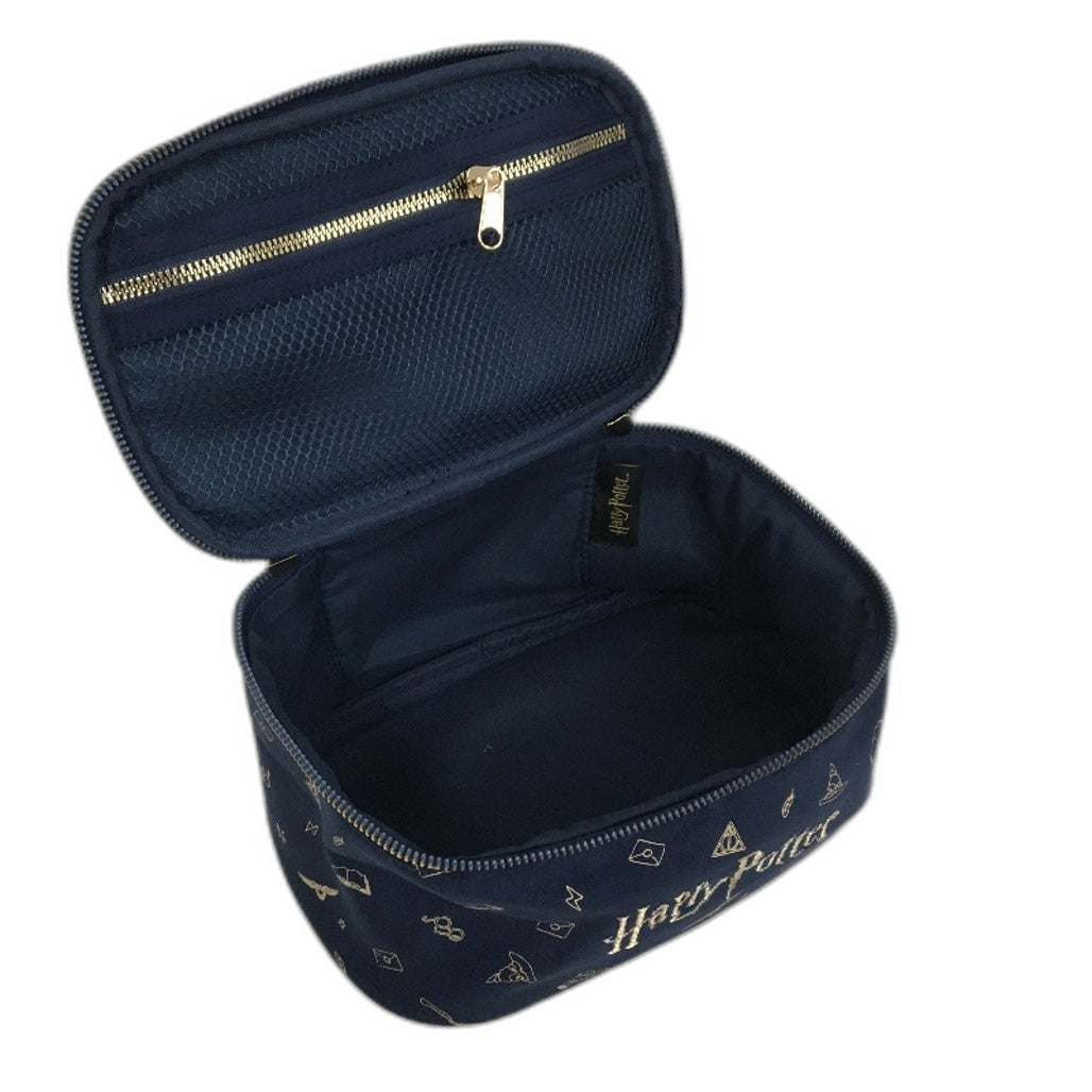 Harry Potter Navy Soft Make Up Beauty Case & 4 Pce Character Bag Clip Pack NEW