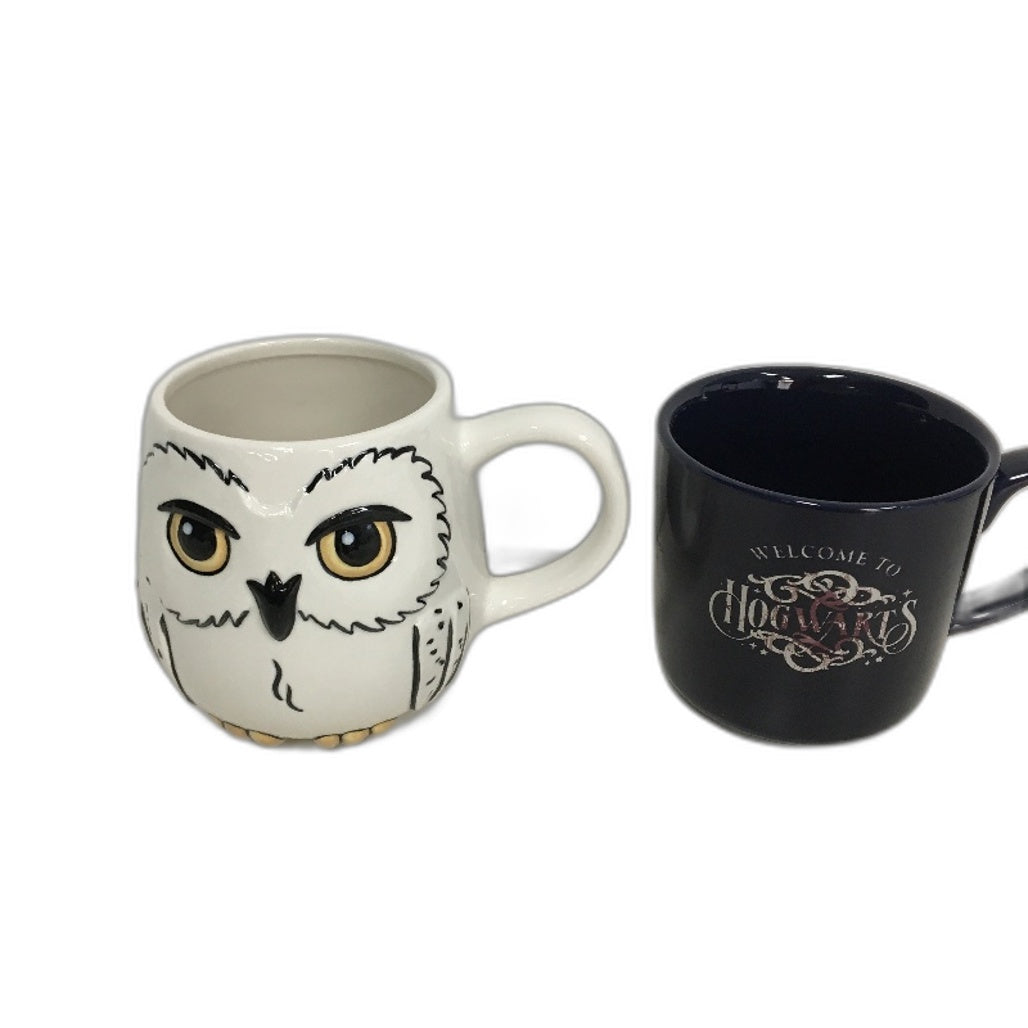 Harry Potter Navy & White Owl Ceramic Mugs & Small Harry Plush Toy Pack NEW