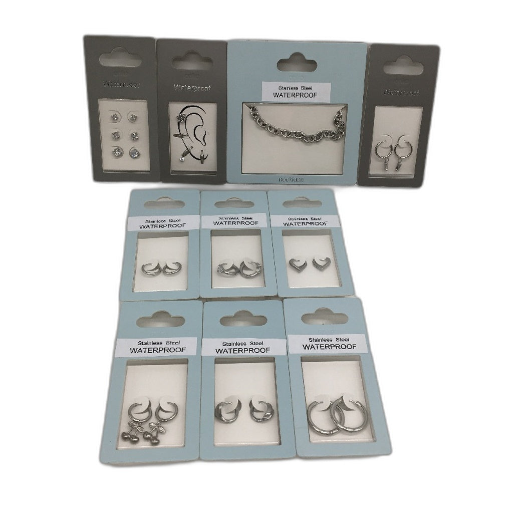 BULK PACK 10 Packets Assorted Waterproof Stainless Steel Silver Jewellery NEW