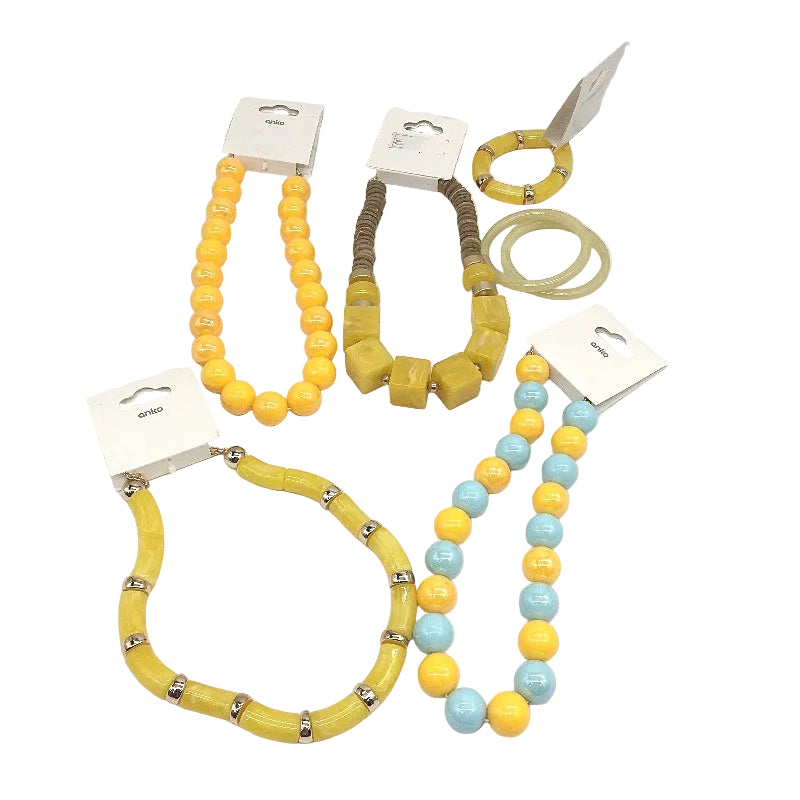 BULK PACK 8 Piece Sunny Yellow Tone Themed  Assorted Fashion Jewellery Pack NEW