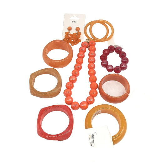 BULK PACK 10 Piece Orange Red Tone Themed  Assorted Fashion Jewellery Pack NEW