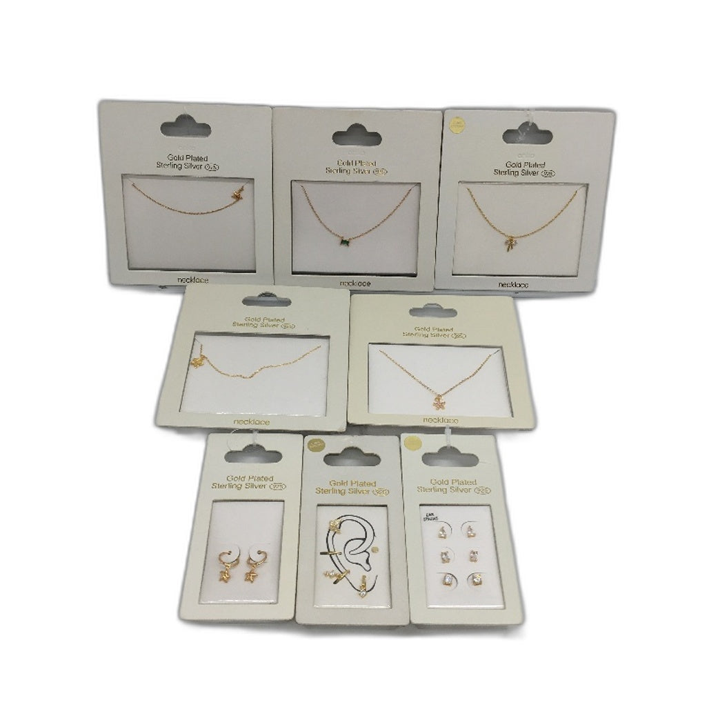 Sterling Silver 925 Gold Plated Necklace Bracelet & Earring Jewellery 8Piece NEW