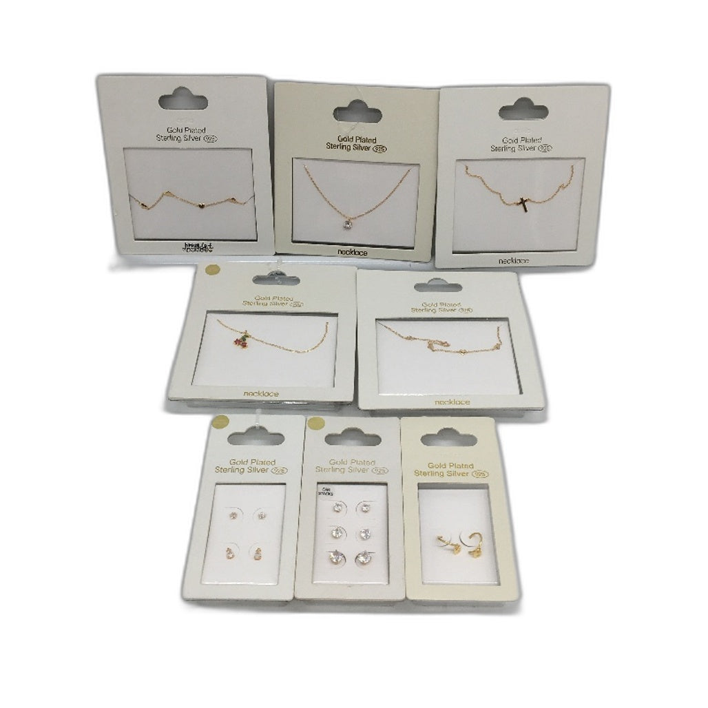 Sterling Silver 925 Gold Plated 8Piece Necklace Bracelet & Earring Jewellery NEW
