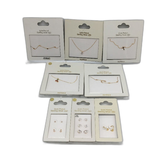 Sterling Silver 925 Gold Plated 8Piece Necklace Bracelet & Earring Jewellery NEW